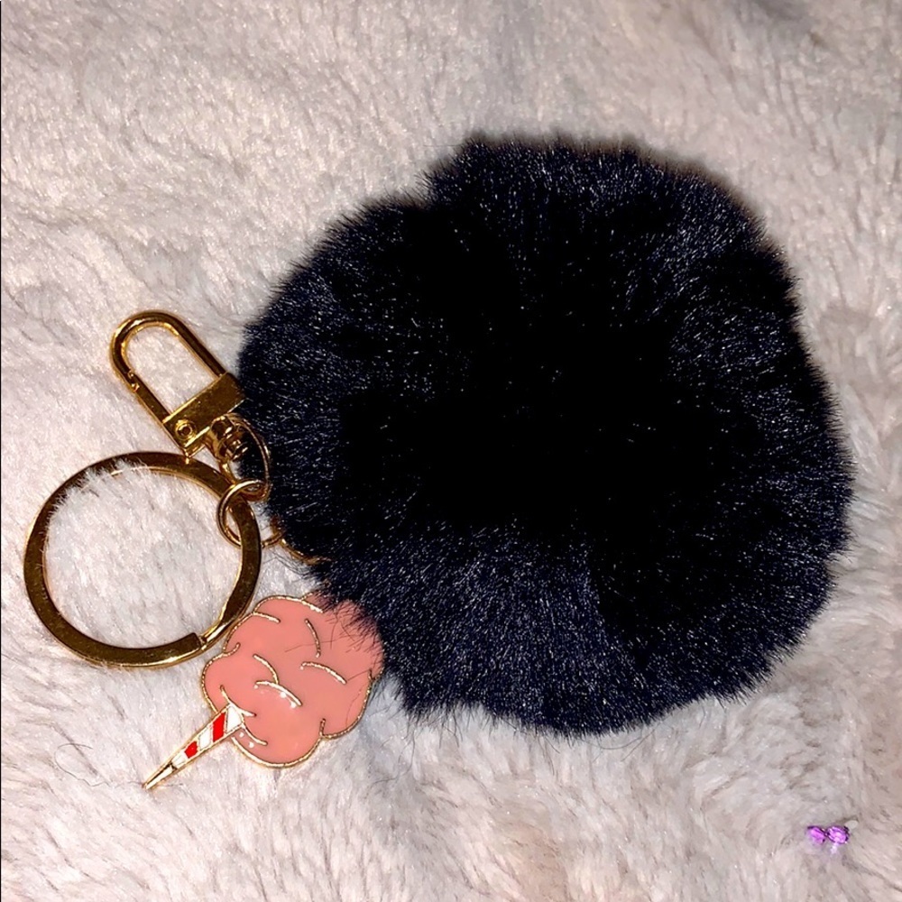 Fun Black Faux Fur Key Chain/ Purse Charm